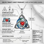 Birthstone Celtic Trinity Knot Necklace – Silver-Plated Crystal Pendant Jewelry