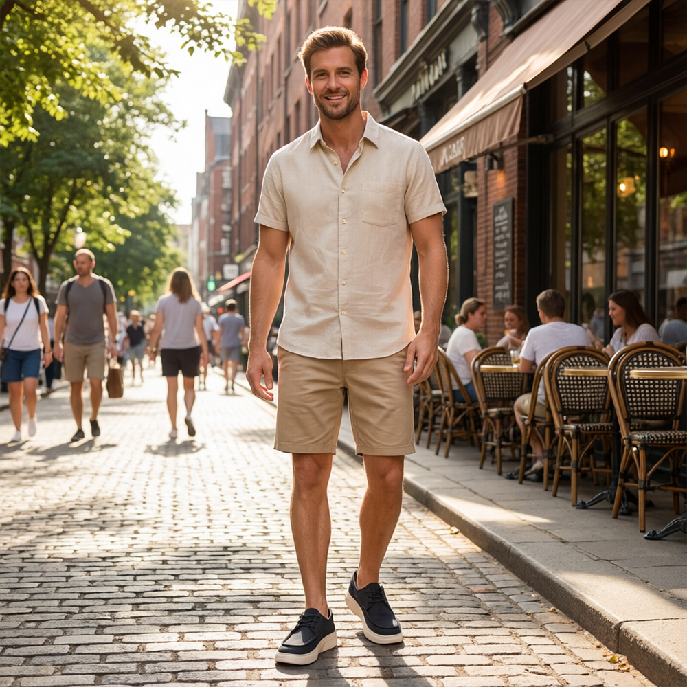 ⏰Limited Time Sale 70% OFF - Men's Orthopedic Sports Platform Leather Shoes - Slip-on, Cushioned, Wide Toe Box, Arch Support - Waterproof, Slip-Resistant, Puncture-Resistant