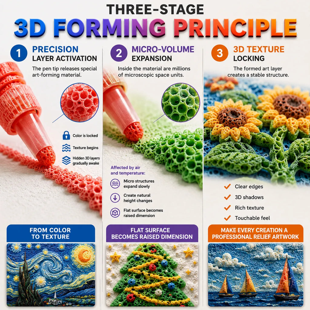 🔥Last Day Promotion 60% OFF丨🖍️3D Relief Art Pen – Turn Flat Drawings Into Touchable 3D Art🪄