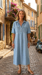 👗 60% OFF NOW! 👖 Casual Pocket Denim Midi Shirt Dress – Soft denim & relaxed fit – Functional pockets, perfect for everyday casual – comfortable and versatile ✨🌸