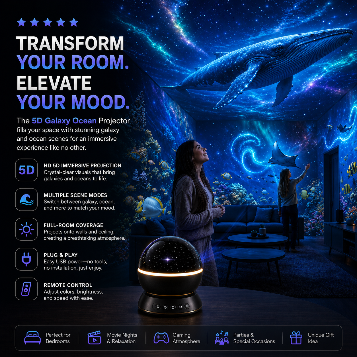 ⏳ Last Day 47% OFF-Night Light Projector🔮