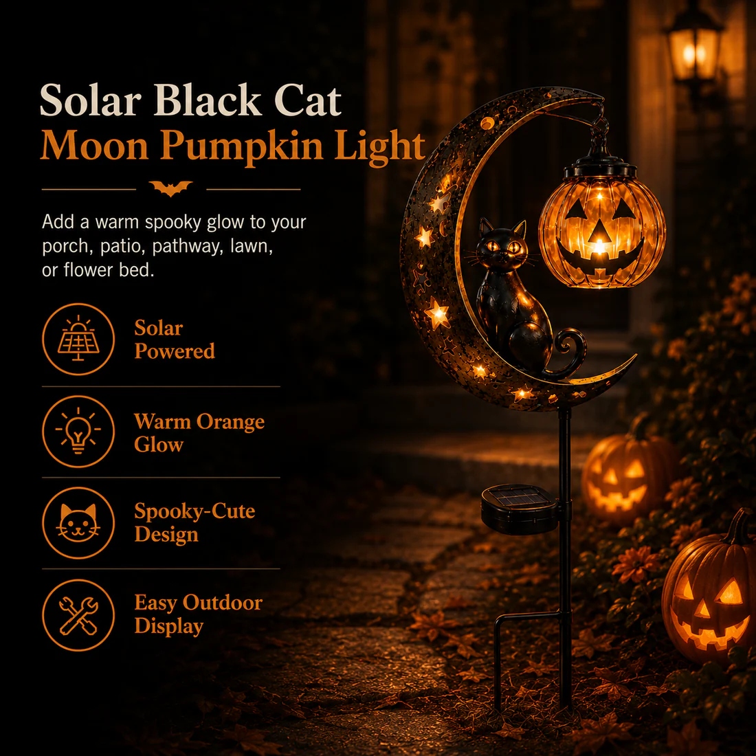 🎃 Halloween Early Bird Sale 🔥 | 49% OFF Pumpkin Moon Garden Stake Light