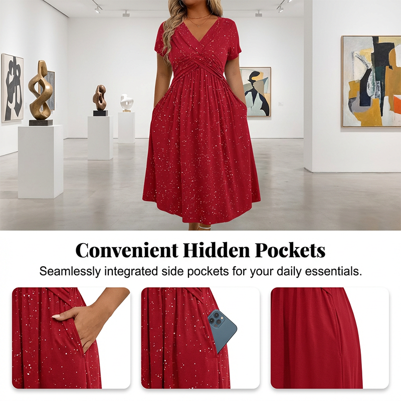 🌸HOT DEAL 50% OFF! Women’s V-Neck Dress – Chic, Elegant & Perfect for Any Occasion ✨
