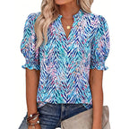✨ Women’s Casual Floral Short Sleeve Shirt