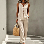 💗LAST DAY SALE 49% OFF⚡50K+ SOLD💕Women's Sleeveless Button Top and Loose Pants Set